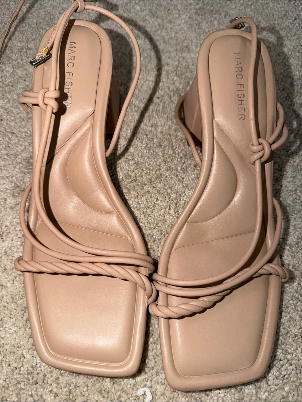 Marc Fisher Nude strappy sandal, block heel - Picture 1 of 3